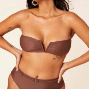 Andie The Scala Top Large New Expresso Brown Swimsuit Bikini Beach Vacation